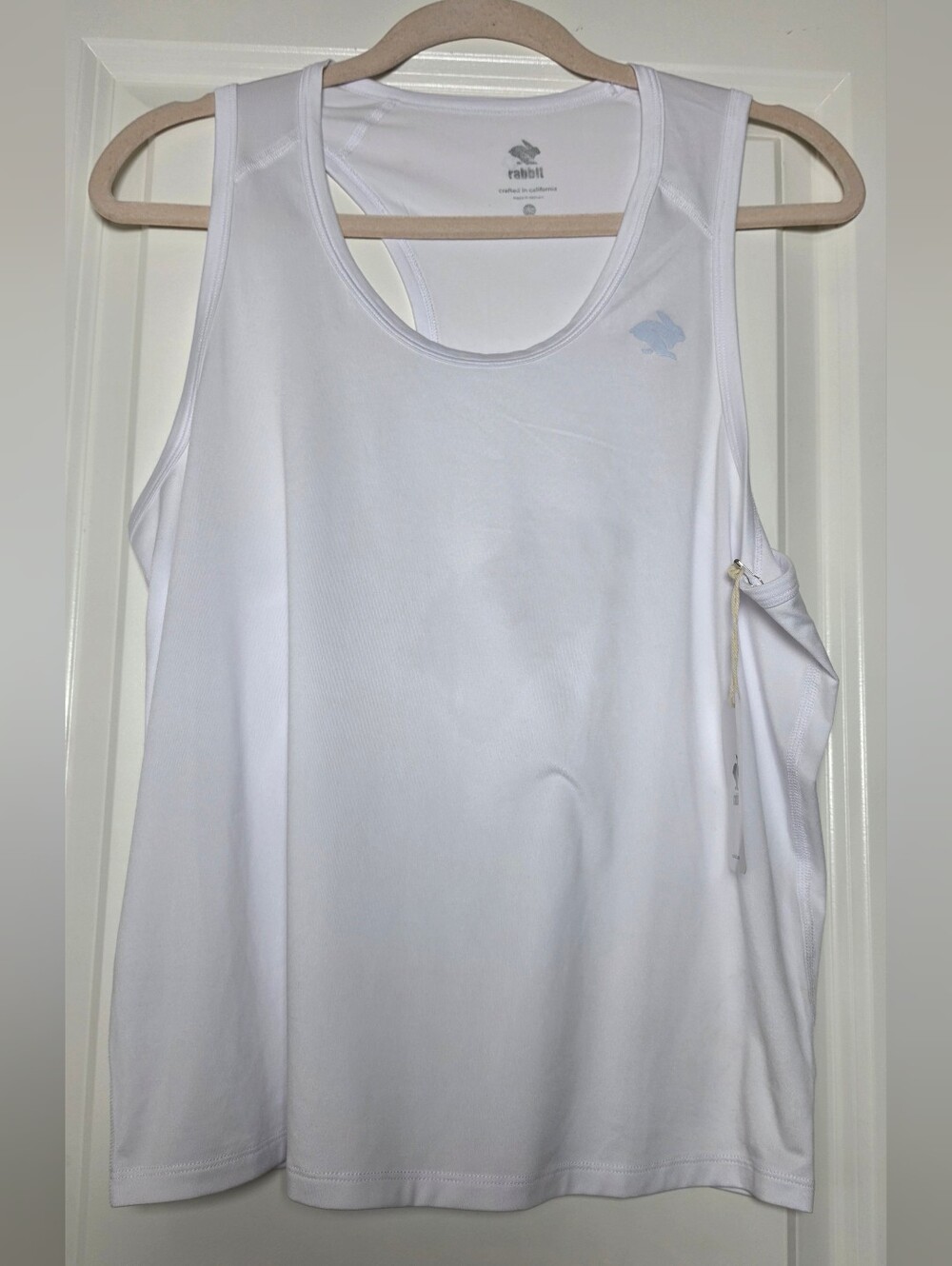 Rabbit EZ Tank Cropped White Women's L NWT Running Athletic Racerback Tank Top
